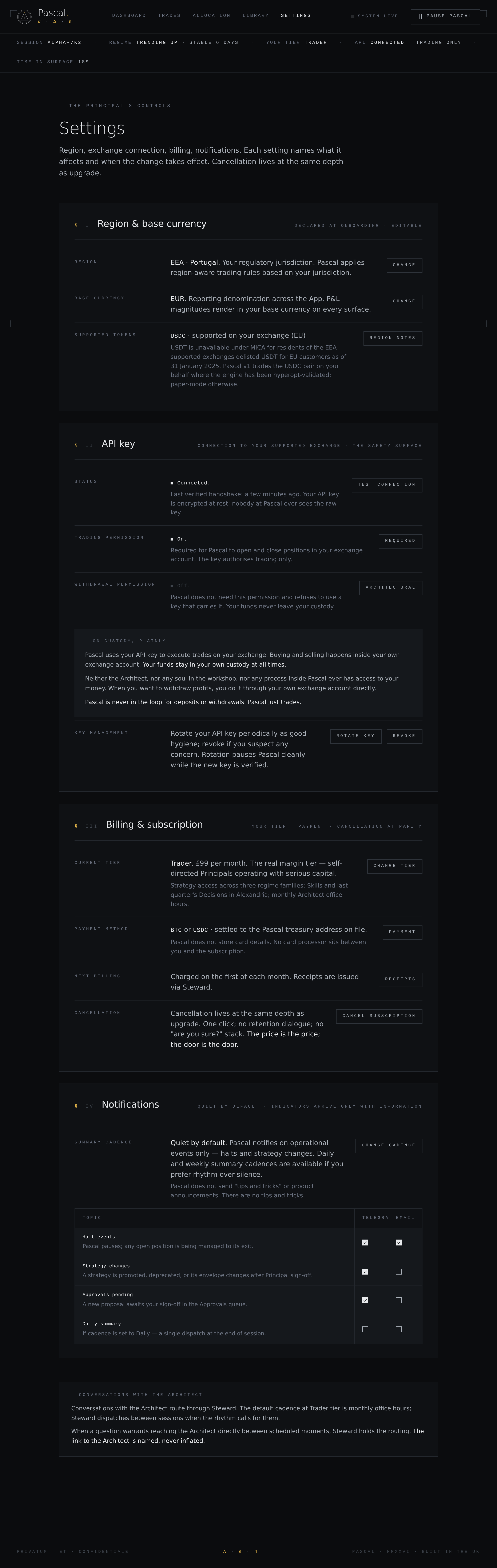 Pascal App · Settings